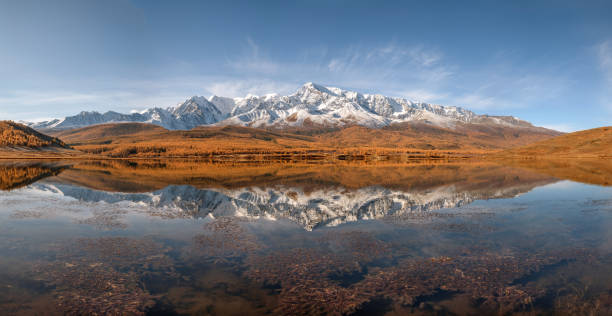 istock mountains lake snow reflection trees autumn 1188204760