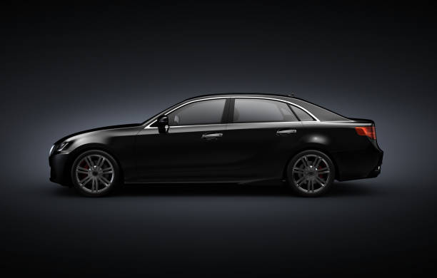 istock Black Generic sedan car  on black background - 3D illustration 1188205055
