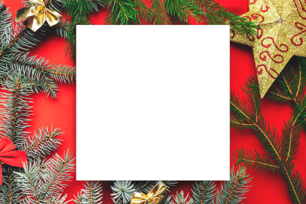 istock Frame of christmas decoration on red background. 1188206611
