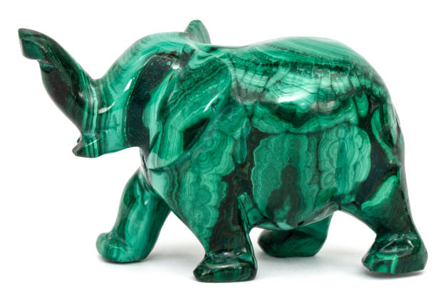 istock Elephant figurine from malachite, isolated on white background 1188209584