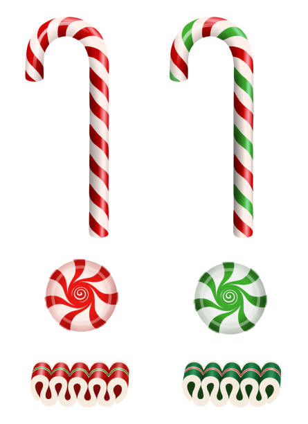 istock set isolated christmas candies with candy canes, ribbon candies and starlight peppermint candies 1188210359