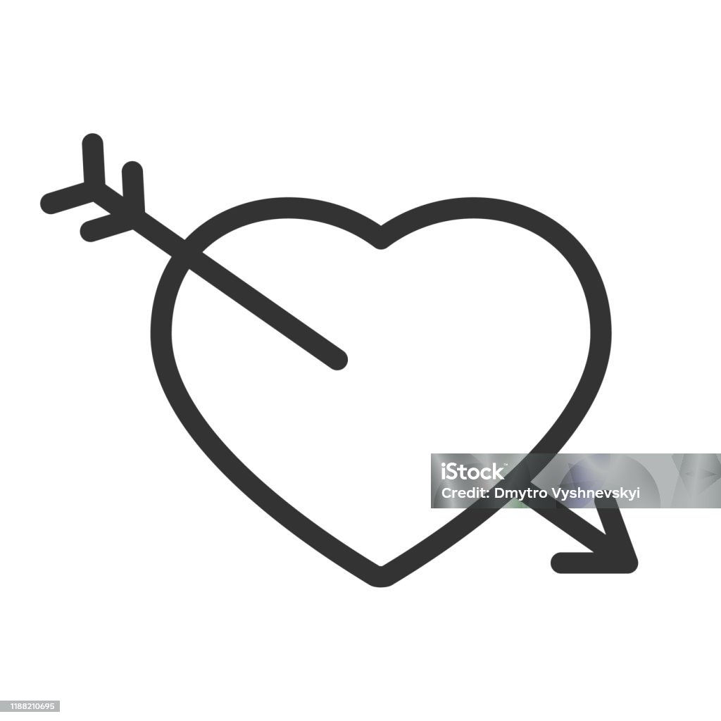Hjärta med pil kontur vektor ikon isolerad på vit bakgrund. Hjärta pil Stock vektor illustration. Romantisk kärlek och alla hjärtans dag linje vektor ikon för webben, mobilappar, UI, tryckta produkter - Royaltyfri Abstrakt vektorgrafik