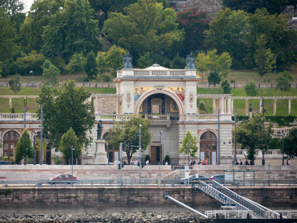 Building on the waterfront near the river Danube in Budapest, Hungary.