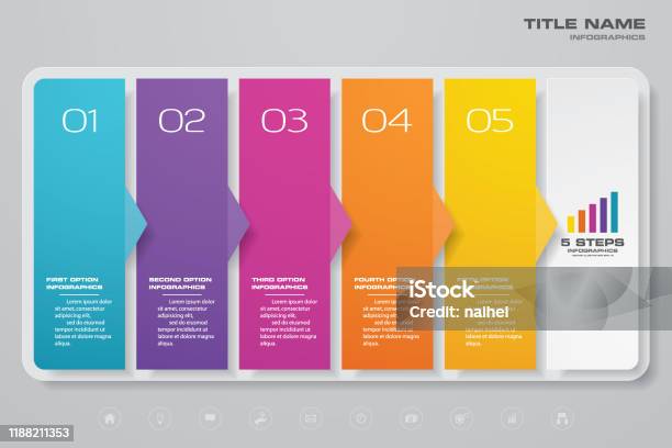 Simple Step Chart 5 Steps Simpleeditable Process Chart Infographics Element Stock ...