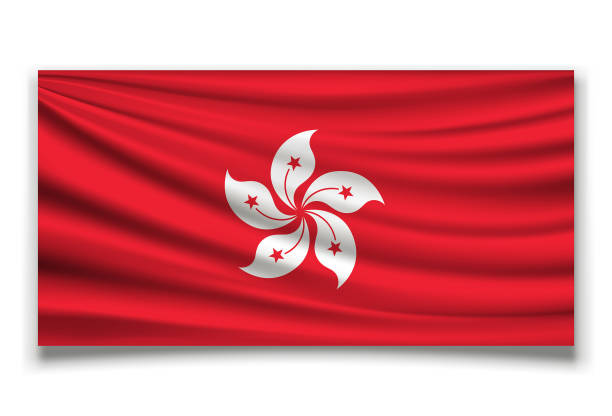 флаг ткани hong kong красный фон - silk textile red backgrounds stock illustrations