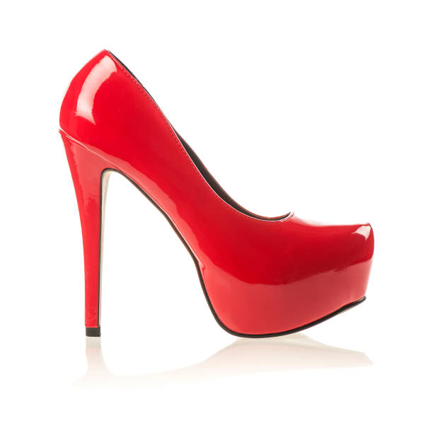 istock High heels shoes in shiny red patent leather with inner platform 1188217700