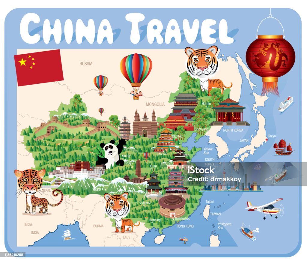 China Travel Stock Illustration - Download Image Now - Map, Cartoon, Asia -  iStock