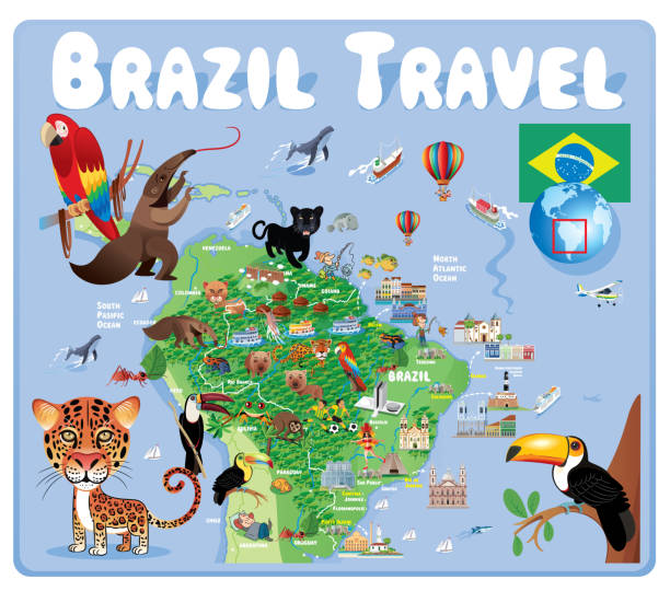 бразилия путешествия - santos stock illustrations