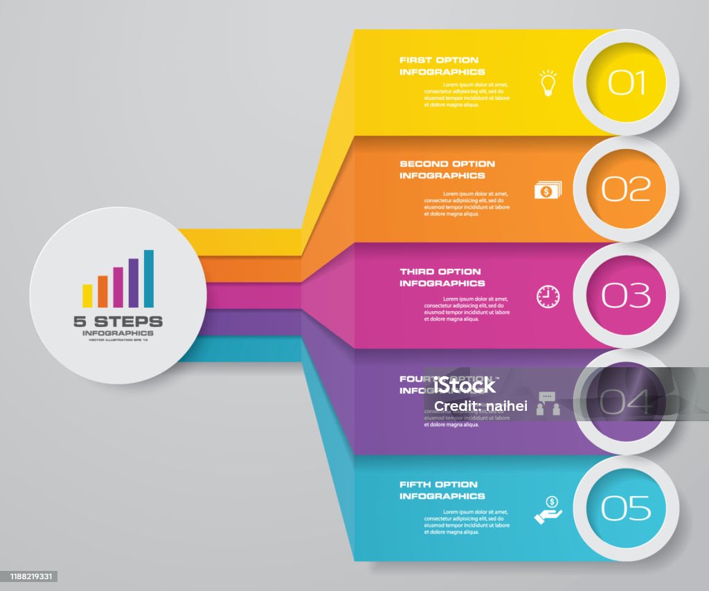 5 Steps Infographics Chart Design Element For Data Presentation Stock ...