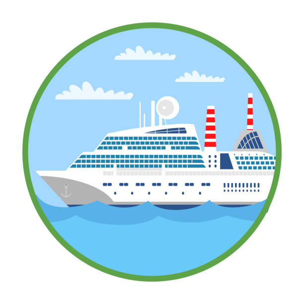 여객 라이너 플랫 벡터 일러스트 - cruise ship river ship passenger ship stock illustrations