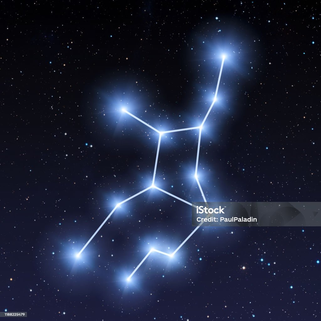 Mapa De La Constelación De Virgo En El Cielo Estrellado Foto de stock y más banco de imágenes de Abstracto - iStock