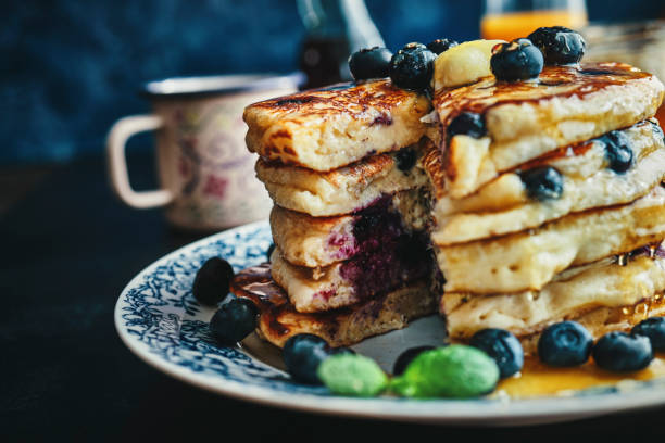 Stack of Blueberry Pancakes with Butter