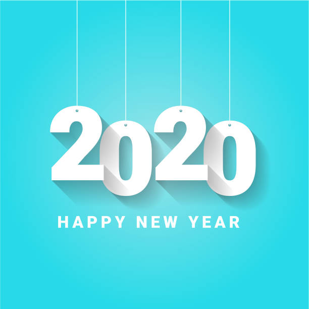 Happy New Year 2020 and Shadow Vector Design. Vector Illustration EPS 10 File. white background sign snow winter stock illustrations