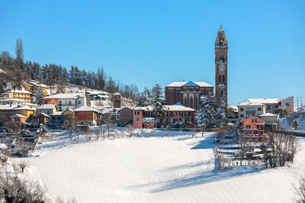 istock Small italian town on the hill covered in snow. 1188234551