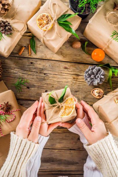 istock Collection of christmas gift boxes with natural rustic decorations 1188234840