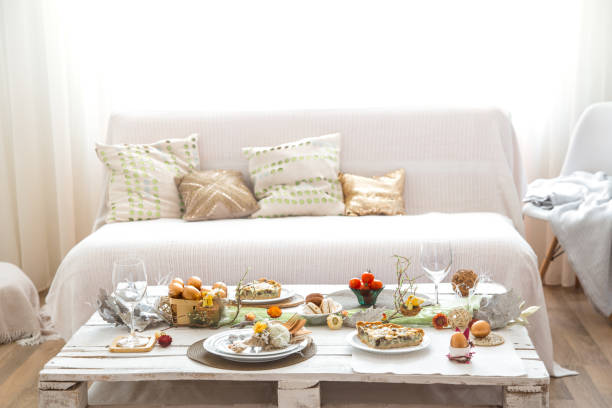 istock The interior of the room with a festive Easter table . 1188239485