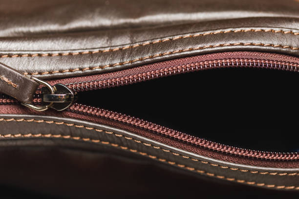 Closeup brown leather surface texture for background, real zise