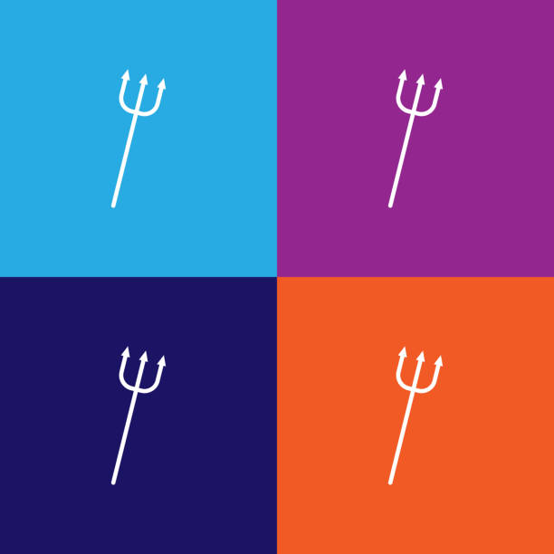 Trident icon. Element of ghost elements illustration. Thin line illustration for website design and development, app development. Premium icon Trident icon. Element of ghost elements illustration. Thin line illustration for website design and development, app development. Premium icon on colored background greek god poseidon backgrounds stock illustrations