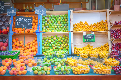 Fruits on the counter at the market