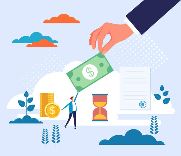 Pay fine concept. Vector flat graphic design illustration Pay fine concept. Vector flat graphic design refund stock illustrations