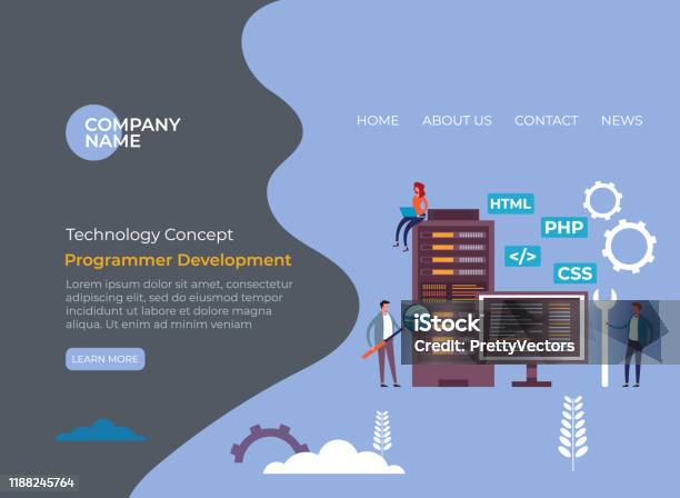 Programmer Development Banner Poster Concept Vector Flat Graphic Design ...