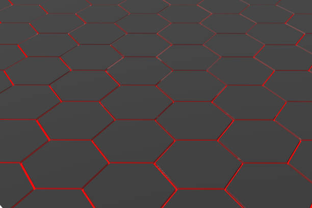 istock 3d rendering of black geometric hexagonal abstract background. 1188245784