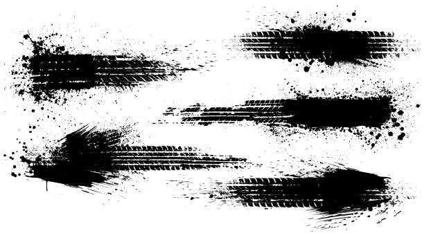 Dirty tire tracks stock illustration dirty grunge tire marks on white background with mud splatter jeep off road stock illustrations