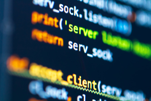Programming Software Code On Display Computer Developer Work Tool ...