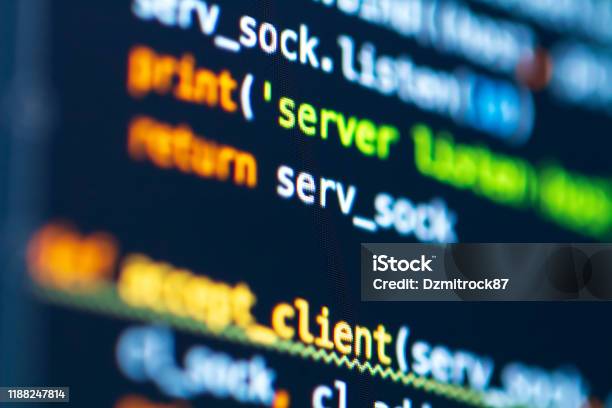 Programming Software Code On Display Computer Developer Work Tool ...