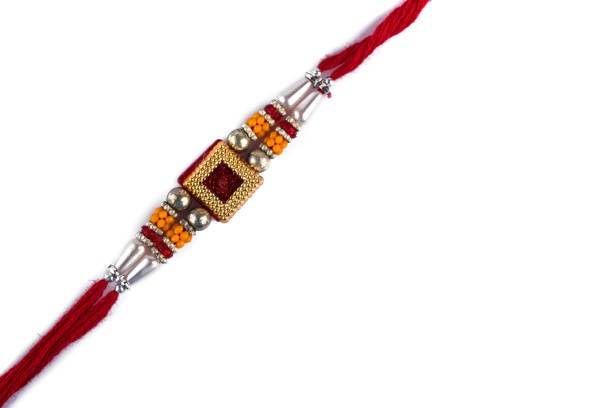 istock Indian festival: Raksha Bandhan background with an elegant Rakhi on a white background 1188248780