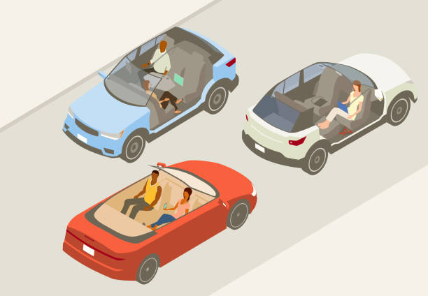 Autonomous vehicles illustration vector art illustration
