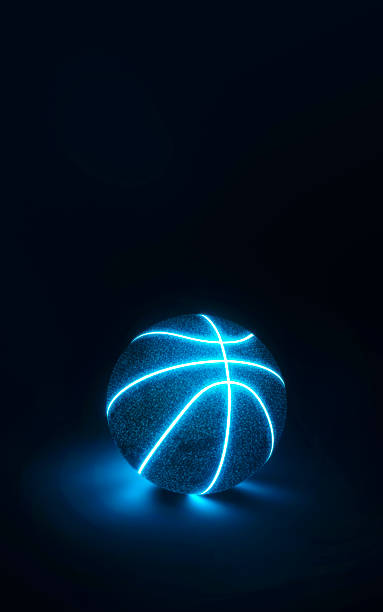 istock 3D Rendering of creative basketball with glowing neon seams 1188256549