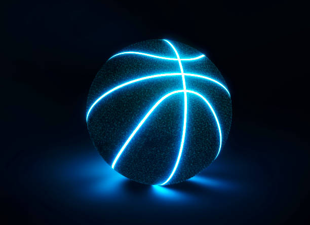 istock 3D Rendering of creative basketball with glowing neon seams 1188256580