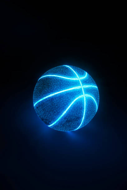 istock 3D Rendering of creative basketball with glowing neon seams 1188257123