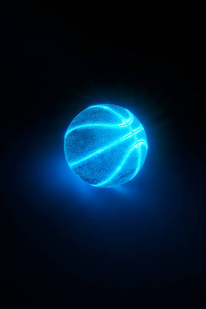 istock 3D Rendering of creative basketball with glowing neon seams 1188257147