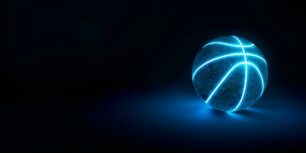 3D Rendering of creative basketball with glowing neon seams