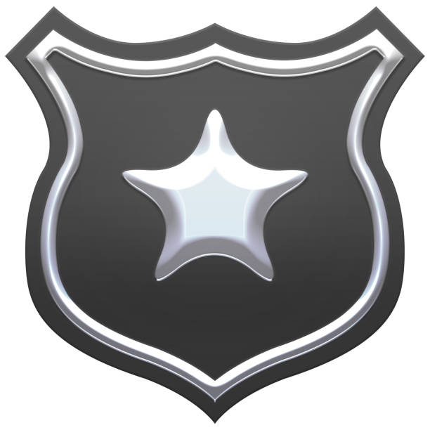istock Blank black shield with ribbon. Grey shield. Premium quality banner design. 3D illustration. 1188261563