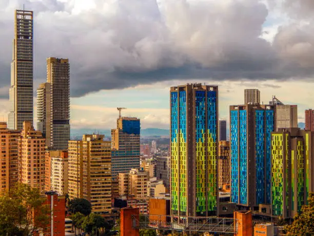 Cityscape in Bogota with tall buildings