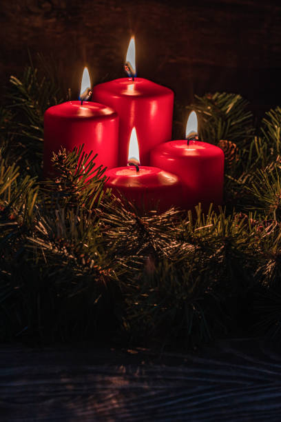 istock Four Advent burning candles, christmas decoration, postcard concept 1188264297
