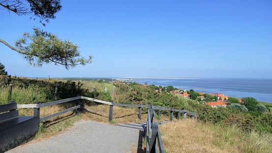 View to the village Vlieland and the wadden sea, seen from the stairs to the lighthouse