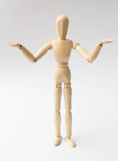 istock Wooden dummy man on white background 1188271083
