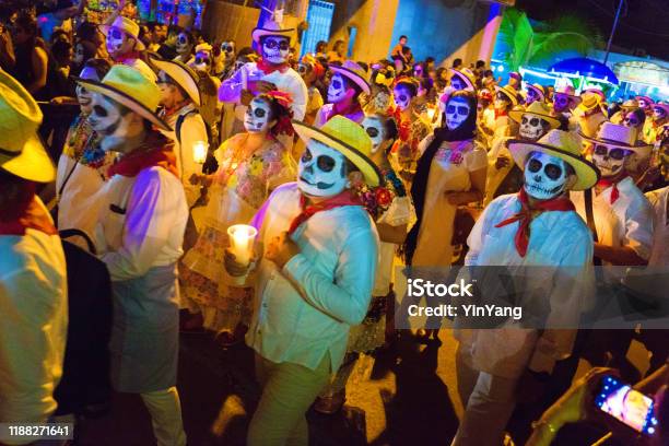 Local Participants In Day Of The Dead In Merida Yucatan Mexico Stock Photo - Download Image Now