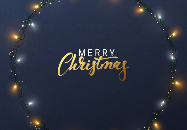 istock Glowing Christmas lights Wreath for Xmas Holiday greeting cards design 1188272182