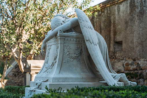 Angel of Grief sculpted by William Wetmore Story in memory of his wife buried in Cimitero Acattolico