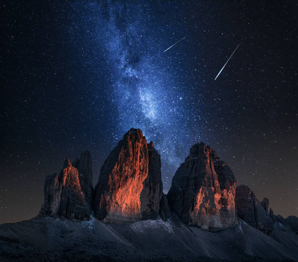 istock Tre Cime di Lavaredo and milky way at night, Dolomites 1188278594