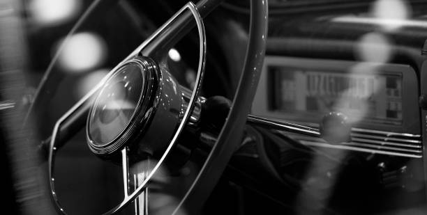 istock beautiful retro car, black and white 1188279162