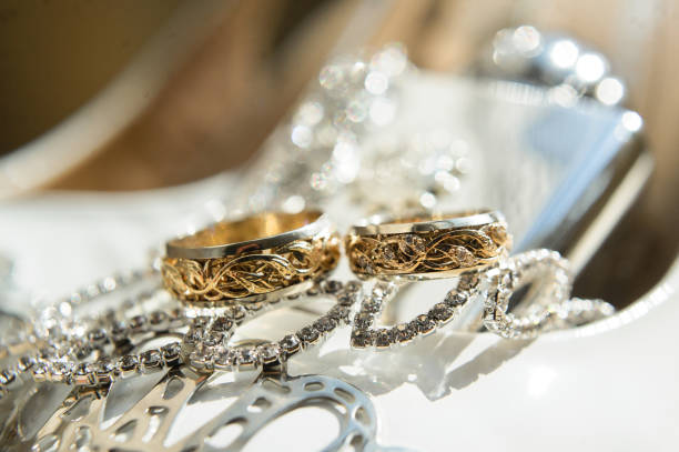istock Creative gold wedding rings, close up. 1188281743