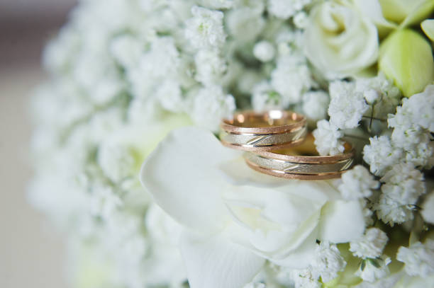 istock Gold wedding rings for the bride and groom. 1188282451