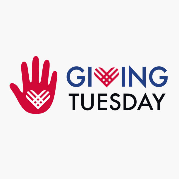 Giving Tuesday banner design Giving Tuesday, global day of charitable giving. Helping hand with heart shape. Charity campaign banner design, vector illustration. giving tuesday stock illustrations
