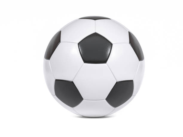 istock Traditional black and white soccer ball on white 1188283896